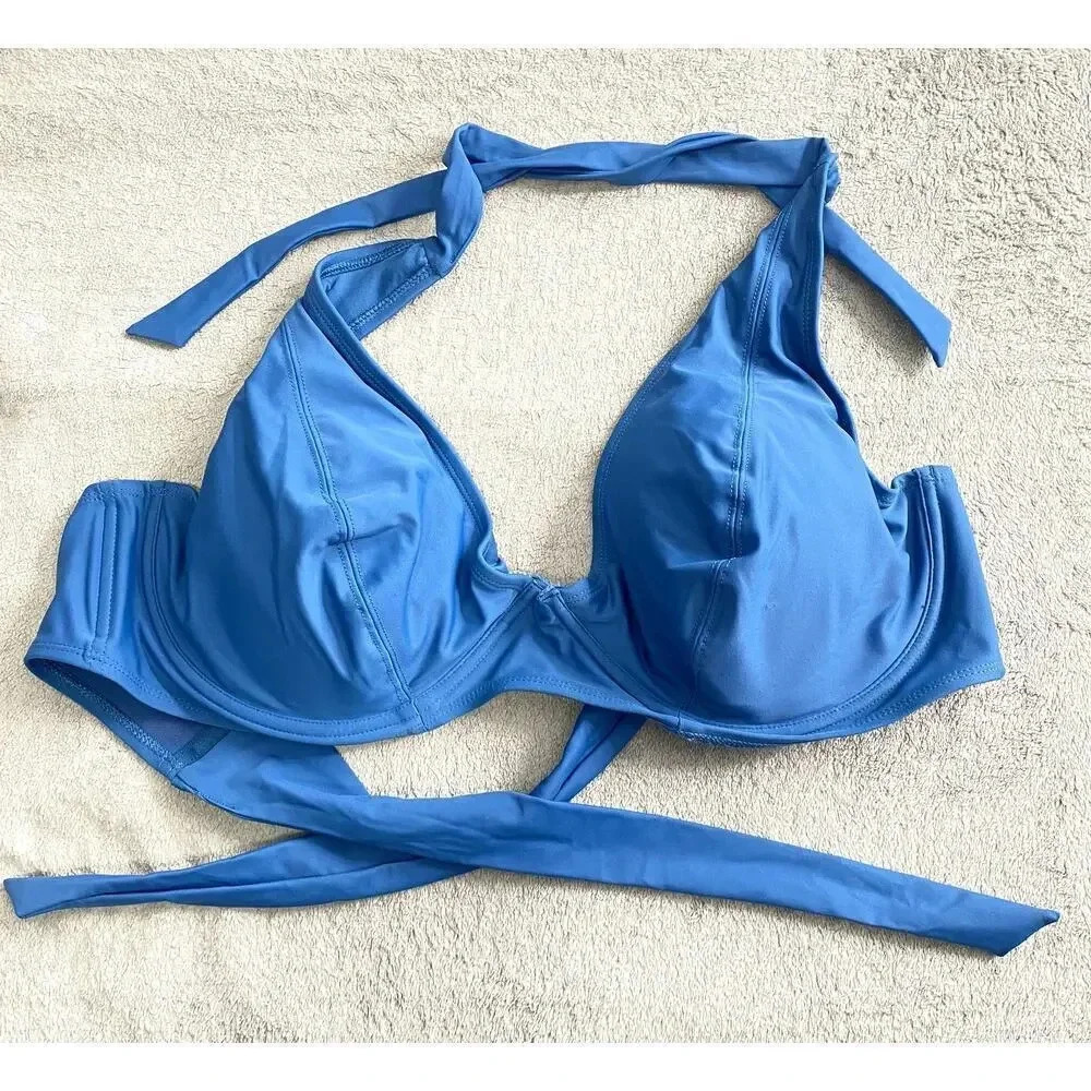 Shapermint Ocean Blue Halter Underwire Bikini Top